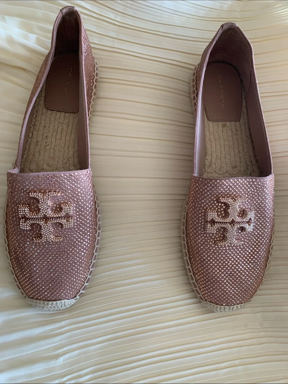 Tory Burch Pink Sparkle  Espadrille Slip-On Size 9.5
